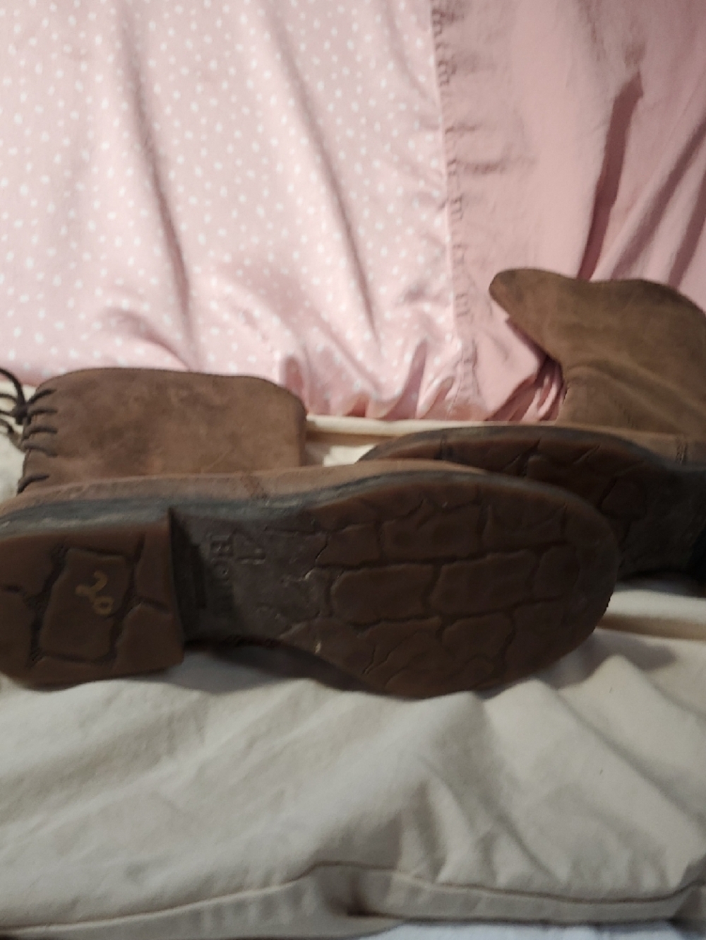 Womens 8 Born Brown Lace-Up Side-Zip Leather Boots - Picture 9 of 14